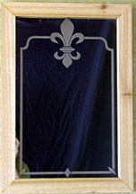 Fleur de Lis Etched Framed Wall Mirror