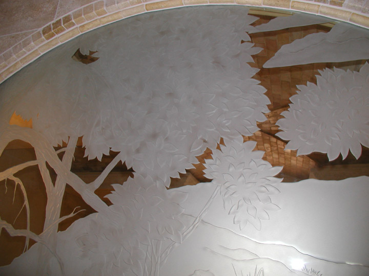 Custom Carved Glass Wall