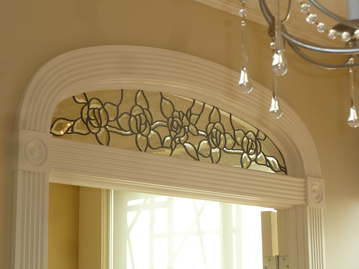 Beveled Glass Roses Doors and Transom Set