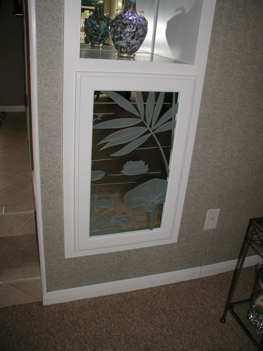 Carved Mirror Door Panels With Heron