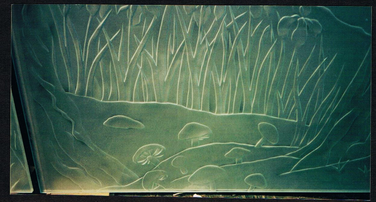 Carved Glass Wall for Residential Building Lobby