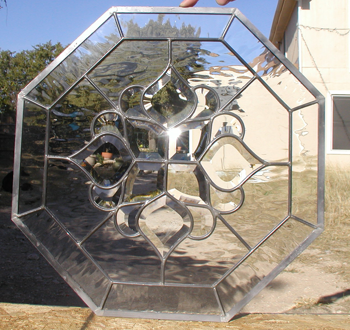 Leaded beveled and water glass octogan window