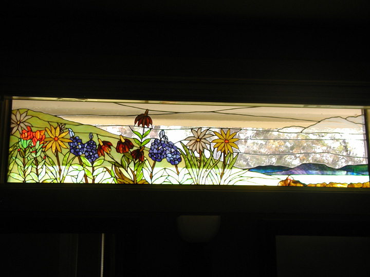 Texas wildflowers in stained glass