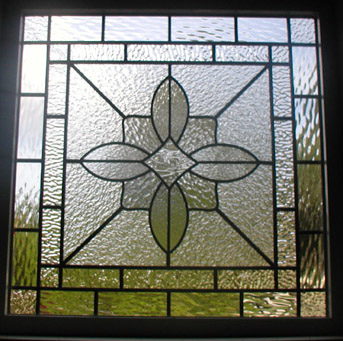 Clear textured leaded glass garage window