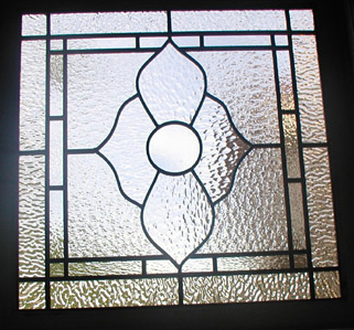 Leaded clear textured glass garage window