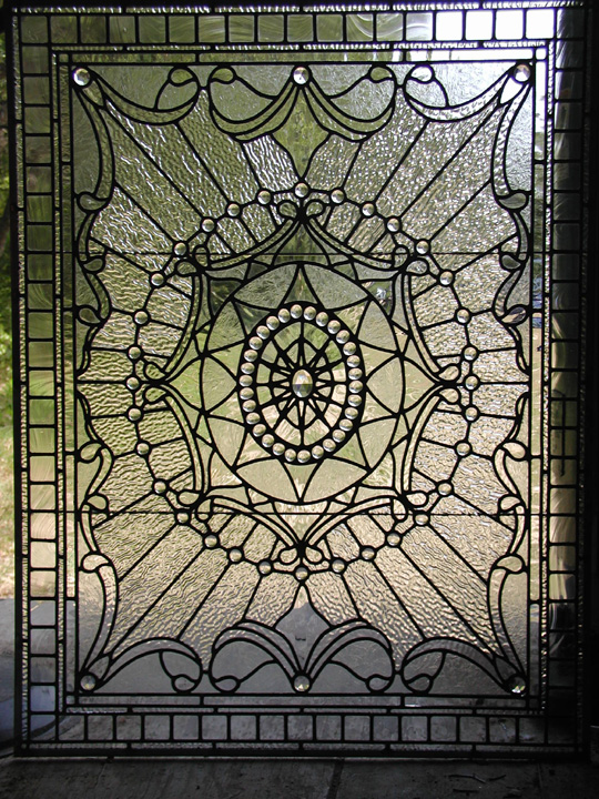 Leaded clear textured glass victorian window