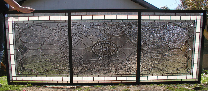 Clear leaded textured glass skylite