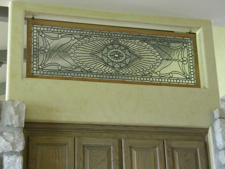 Leaded clear textued glass victorian transom window